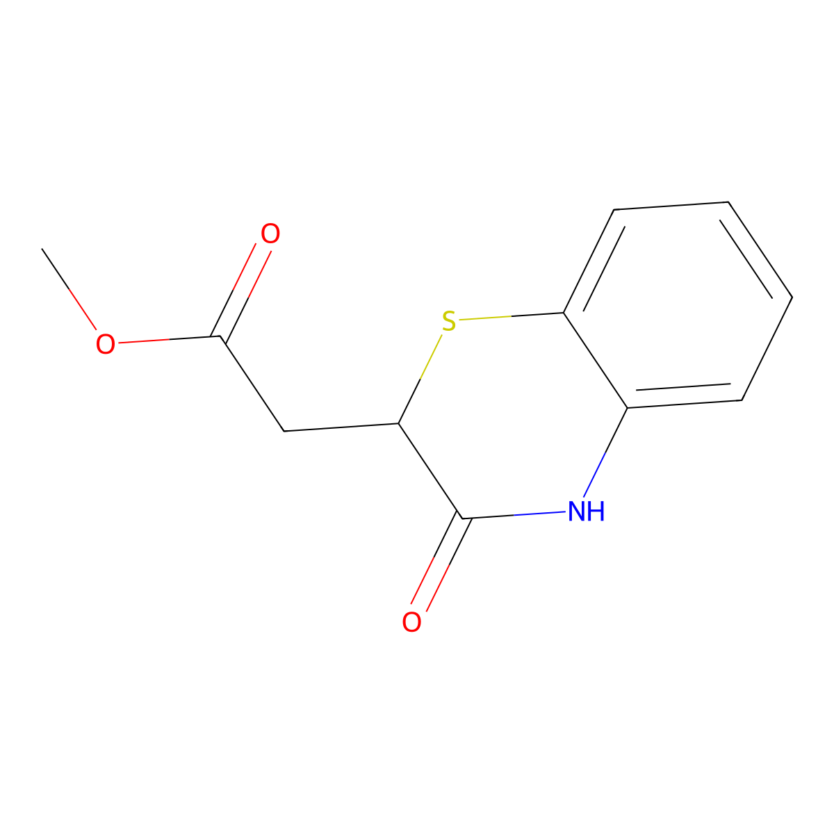 Methyl (3-oxo-3,4-dihydro-2H-1,4-benzothiazin-2-yl)acetate molecular structure, CAS 7556-63-0