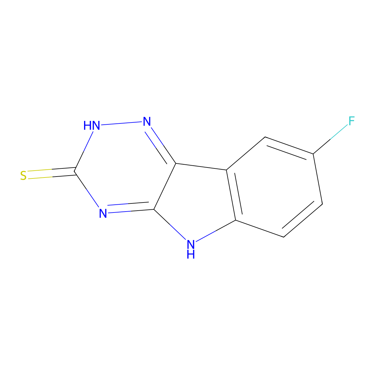 8-fluoro-5H-[1,2,4]triazino[5,6-b]indole-3-thiol molecular structure, CAS 75565-00-3