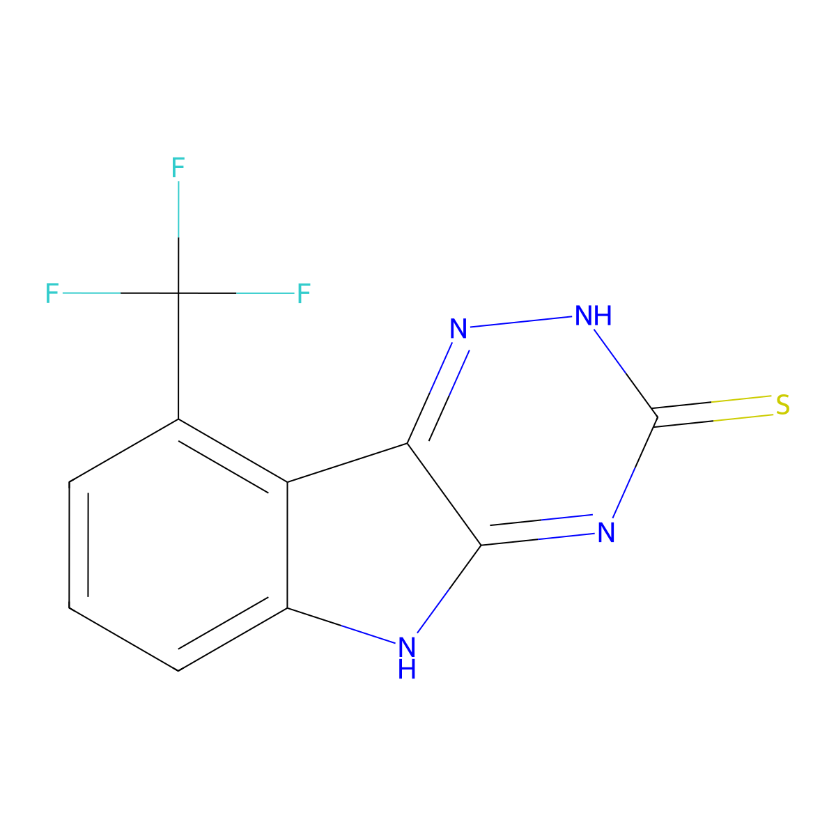 9-Trifluoromethyl-5H-[1,2,4]triazino[5,6-b]indole-3-thiol molecular structure, CAS 75565-02-5