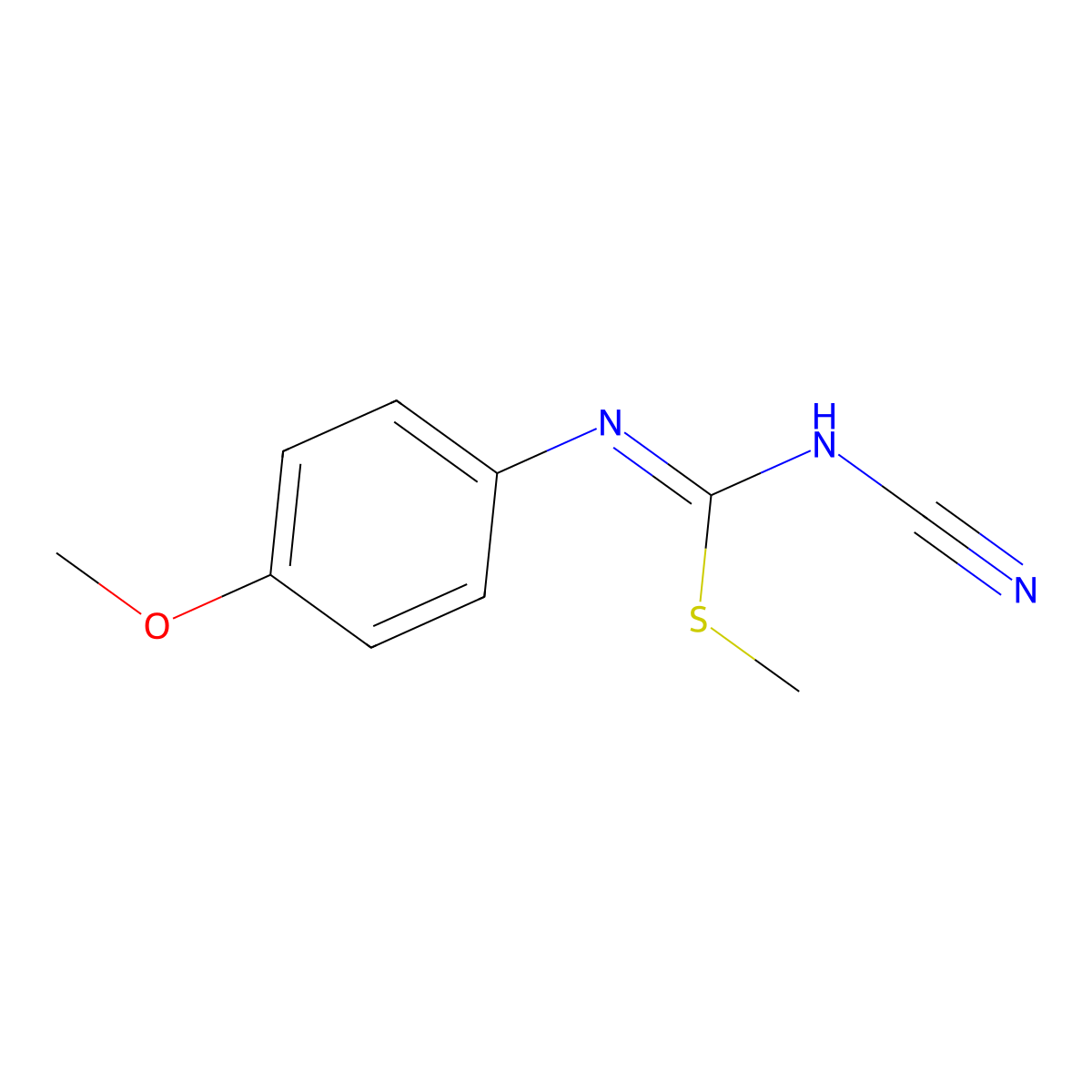 Methyl N-cyano-N'-(4-methoxyphenyl)carbamimidothioate molecular structure, CAS 75565-12-7