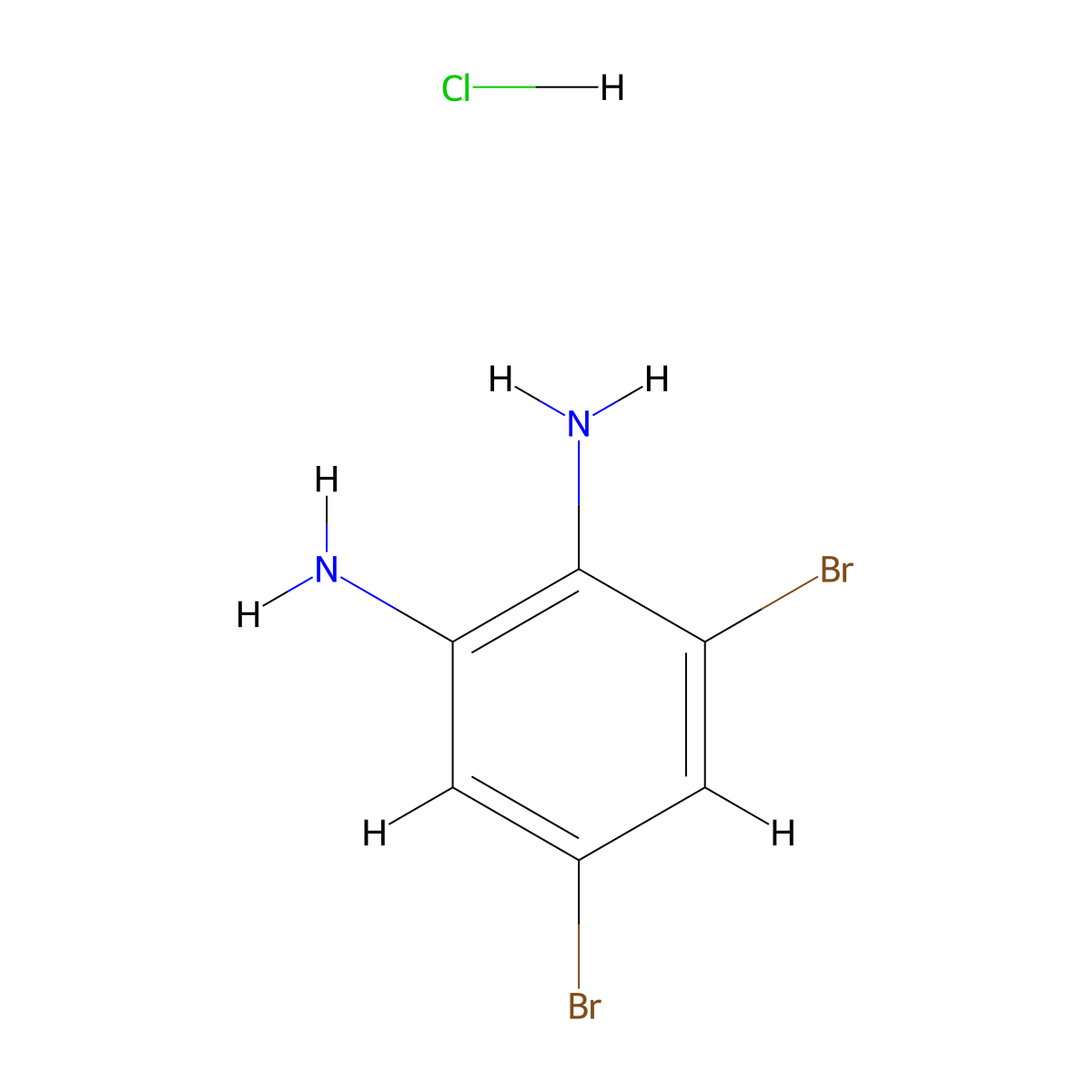 3,5-Dibromobenzene-1,2-diamine--hydrogen chloride (1/1) molecular structure, CAS 75568-11-5
