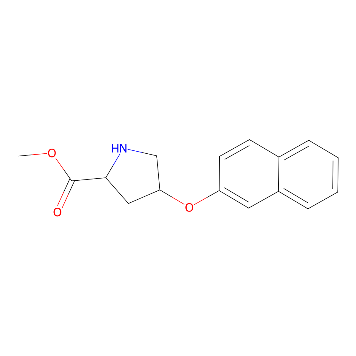 Methyl (2S,4S)-4-(2-naphthyloxy)-2-pyrrolidinecarboxylate molecular structure, CAS 755707-37-0