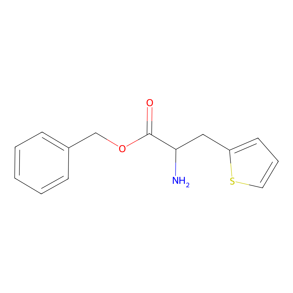 benzyl (2S)-2 amino-3-(thiophene-2-yl)propanoate molecular structure, CAS 755733-01-8
