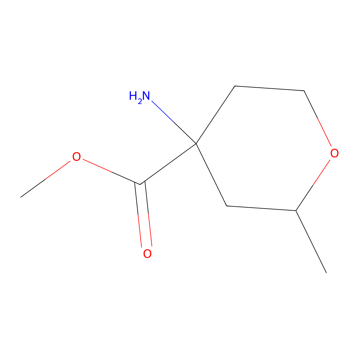 Methyl 4-amino-2-methyloxane-4-carboxylate molecular structure, CAS 755739-63-0