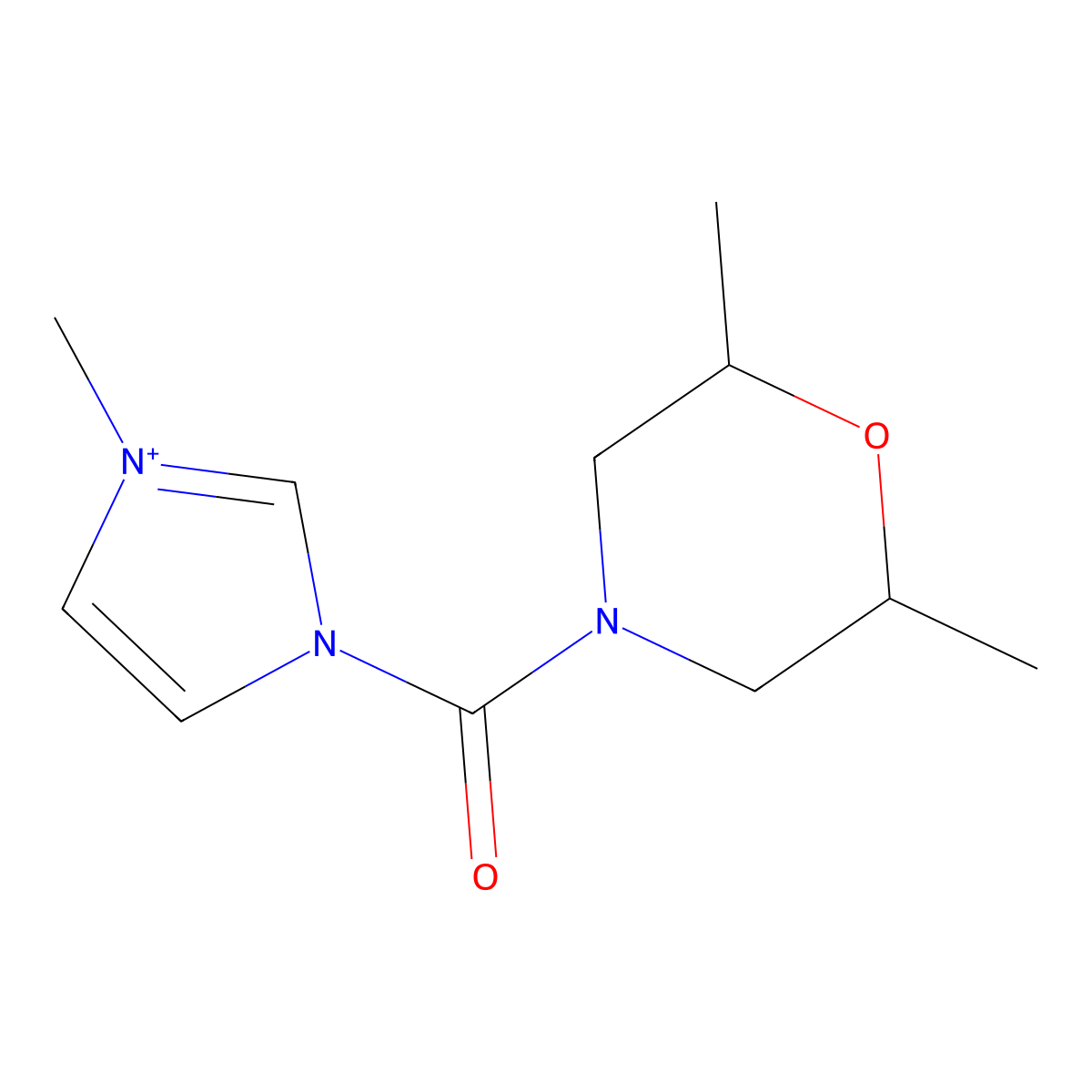 1-(2,6-Dimethylmorpholine-4-carbonyl)-3-methyl-1H-imidazol-3-ium molecular structure, CAS 755750-26-6