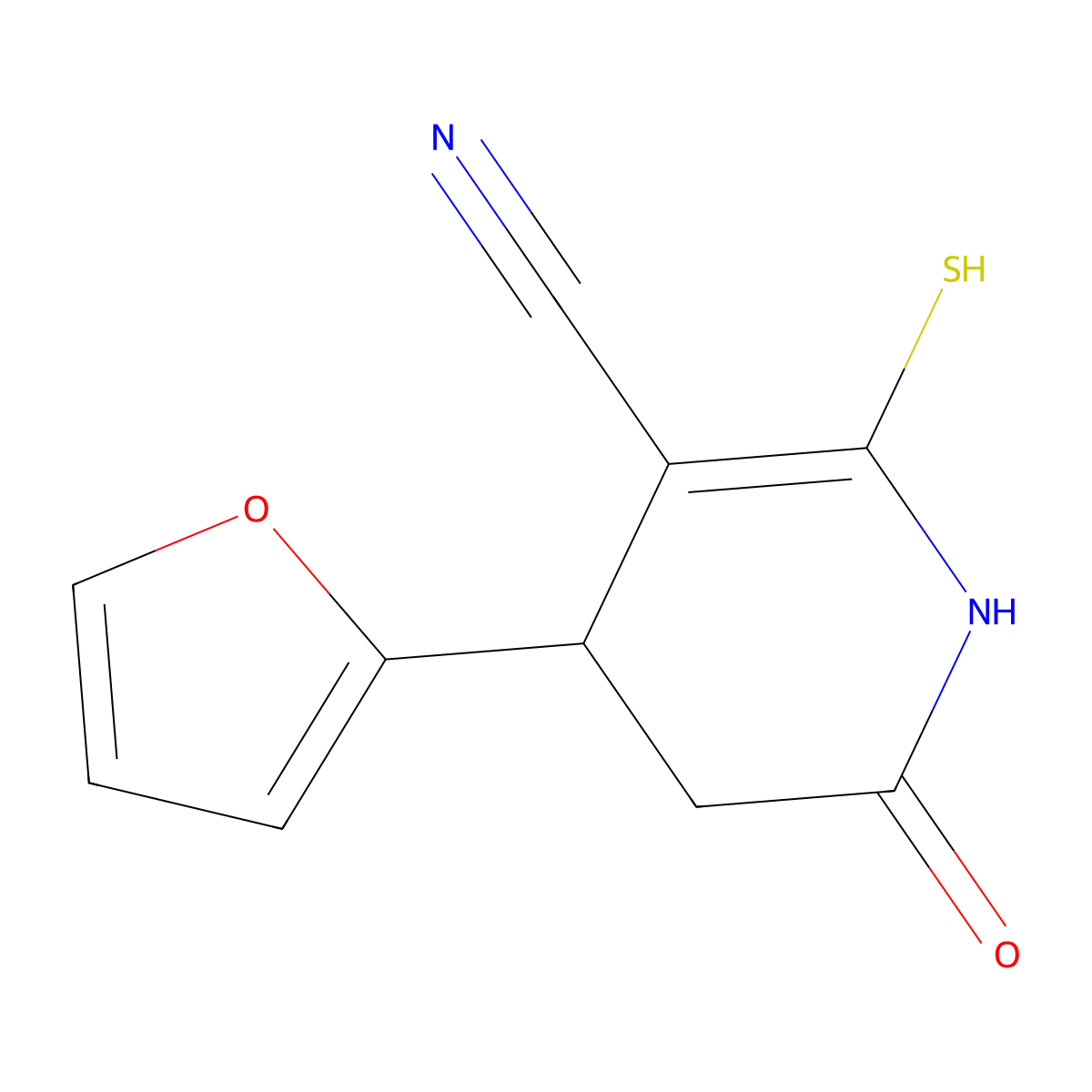 4-(Furan-2-yl)-6-oxo-2-sulfanyl-1,4,5,6-tetrahydropyridine-3-carbonitrile molecular structure, CAS 755759-50-3