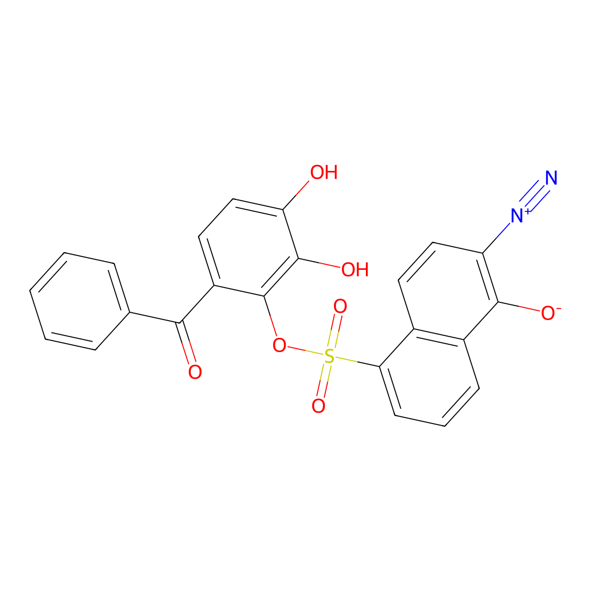 1-Naphthalenesulfonic acid, 6-diazo-5,6-dihydro-5-oxo-, 6-benzoyl-2,3-dihydroxyphenyl ester molecular structure, CAS 75578-79-9