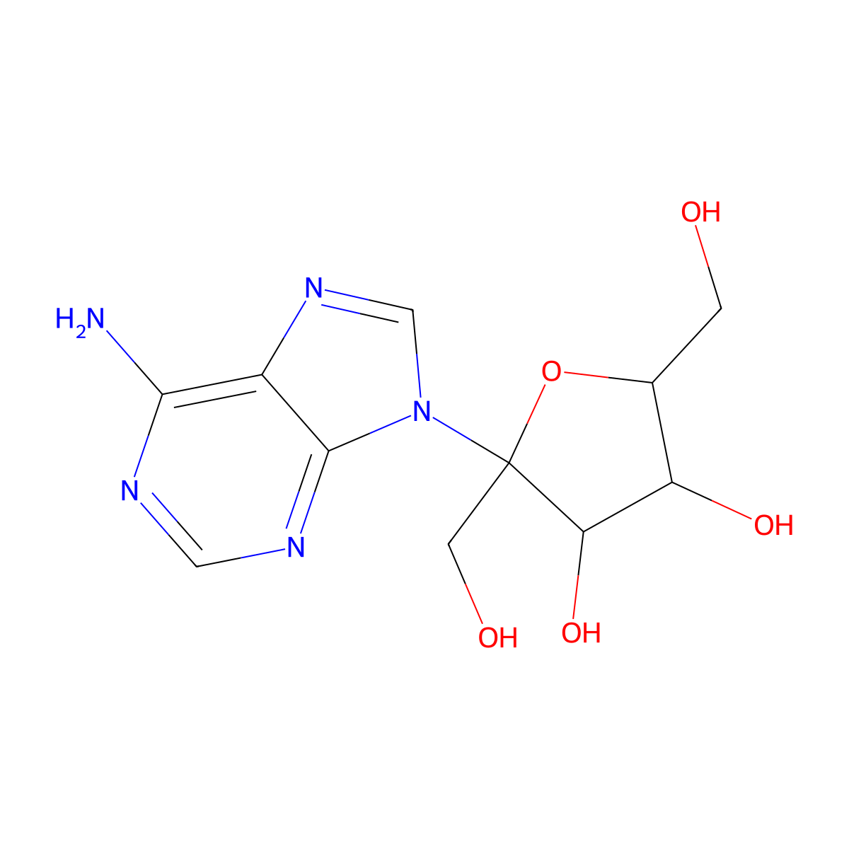 9H-Purin-6-amine, 9-hexulofuranosyl- molecular structure, CAS 7558-29-4
