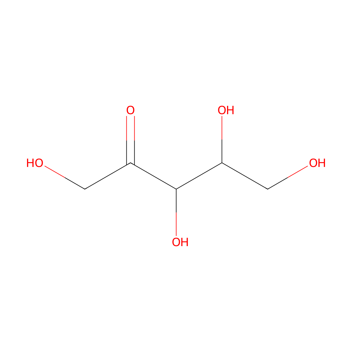 Ribulose molecular structure, CAS 7558-89-6