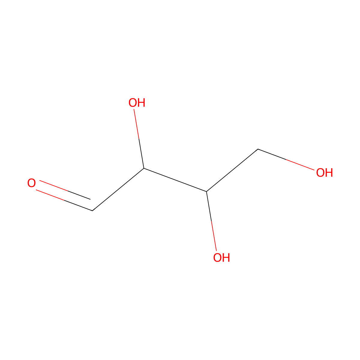 2,3,4-Trihydroxybutanal molecular structure, CAS 7558-94-3