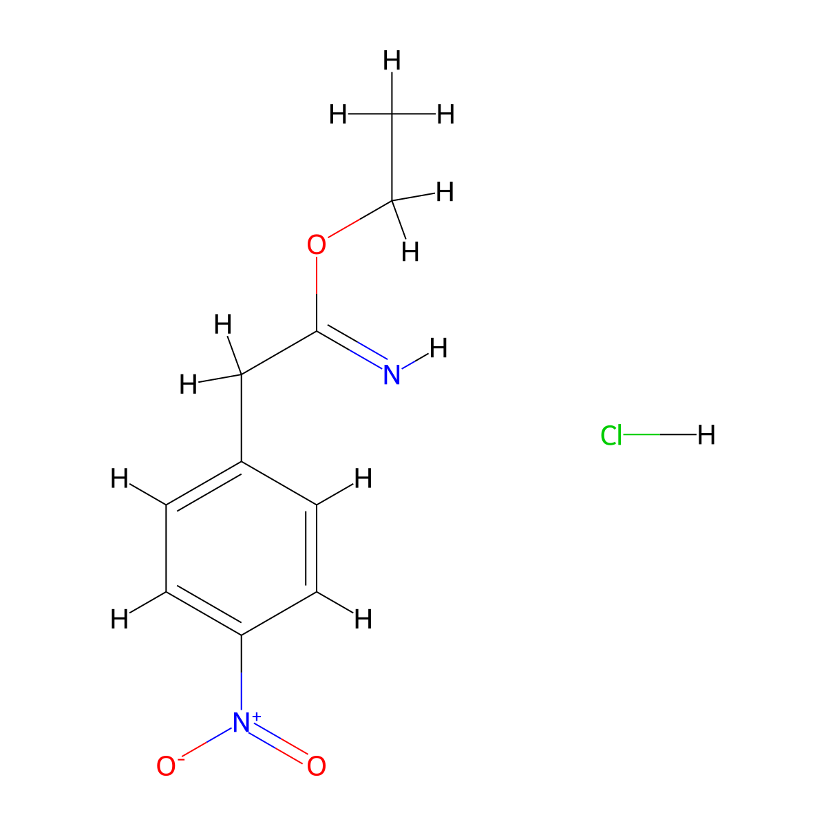Ethyl 2-(4-nitrophenyl)ethanecarboximidate hydrochloride molecular structure, CAS 75584-64-4