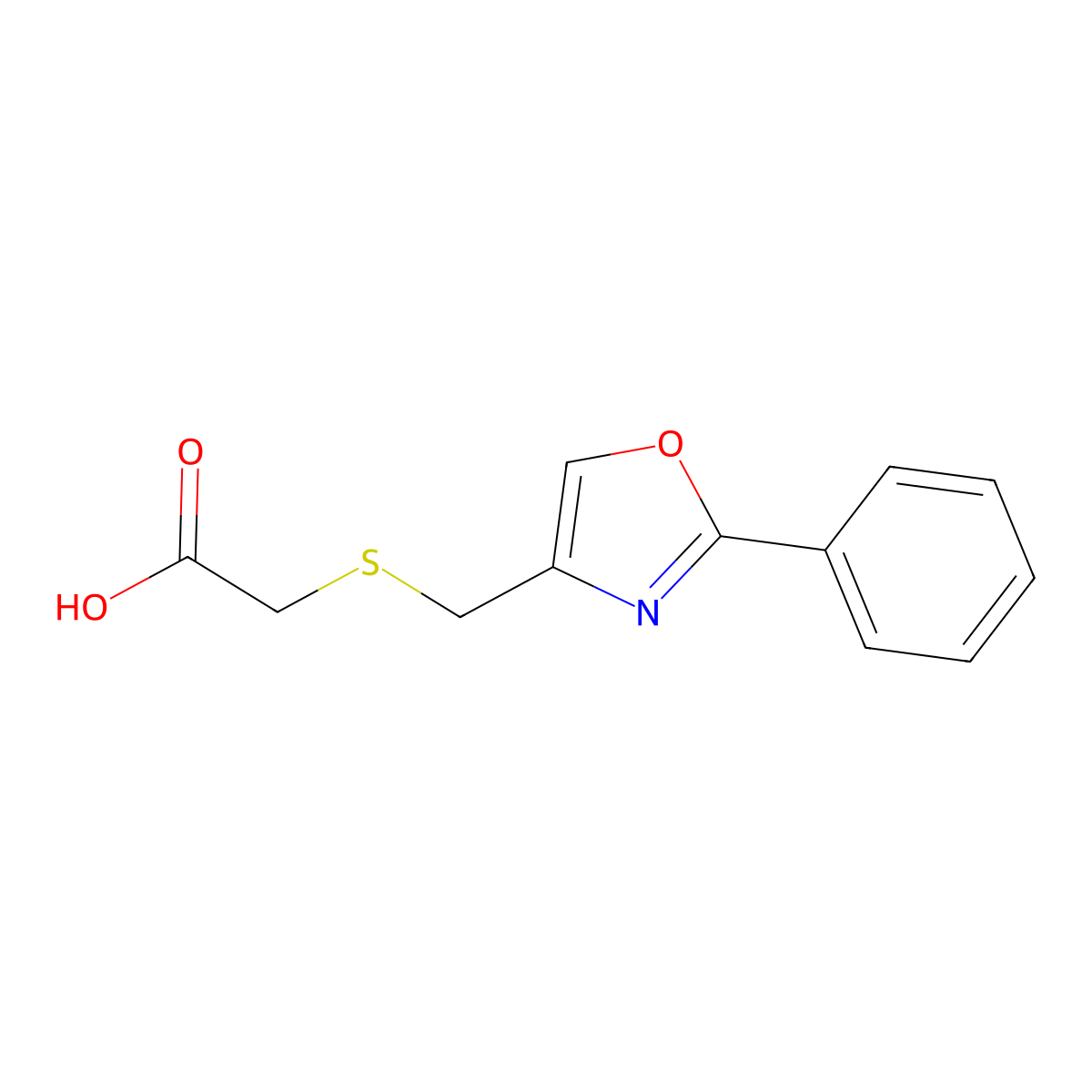 2-{[(2-Phenyl-1,3-oxazol-4-yl)methyl]sulfanyl}acetic acid molecular structure, CAS 75595-27-6