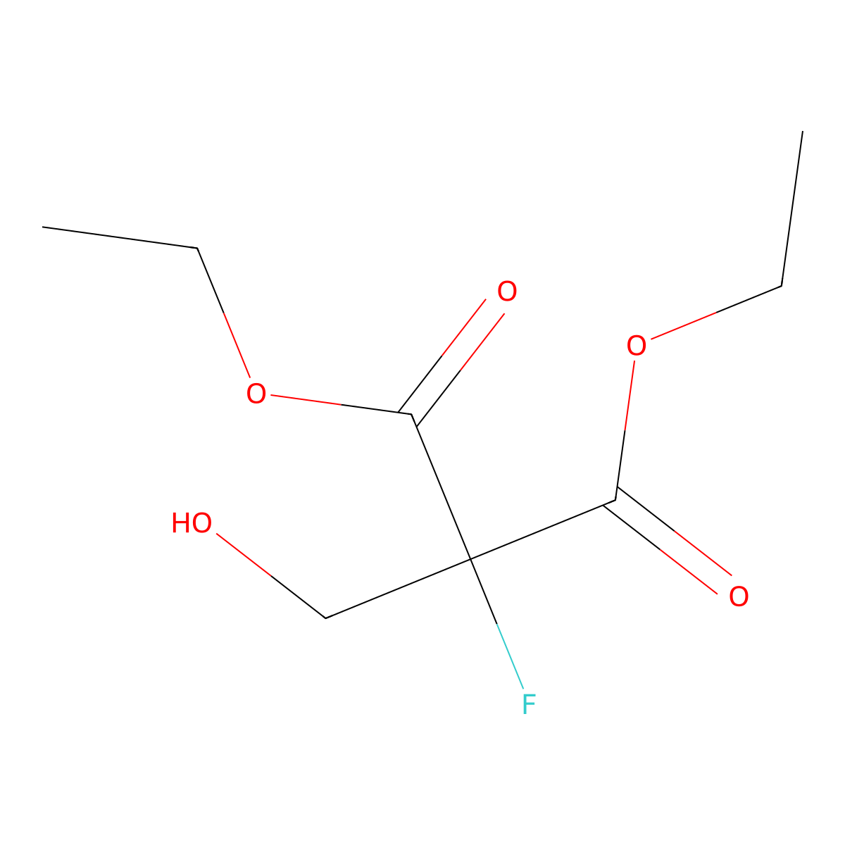 Diethyl 2-fluoro-2-(hydroxymethyl)malonate molecular structure, CAS 756-31-0