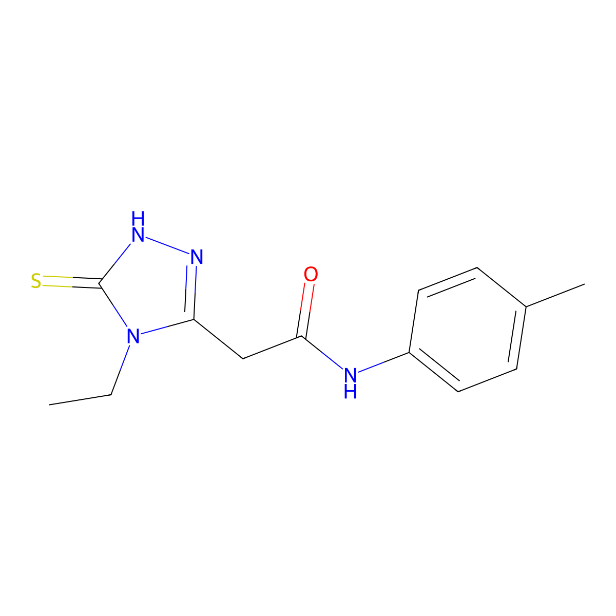 2-(4-Ethyl-5-mercapto-4H-[1,2,4]triazol-3-yl)-N-p-tolyl-acetamide molecular structure, CAS 756120-52-2