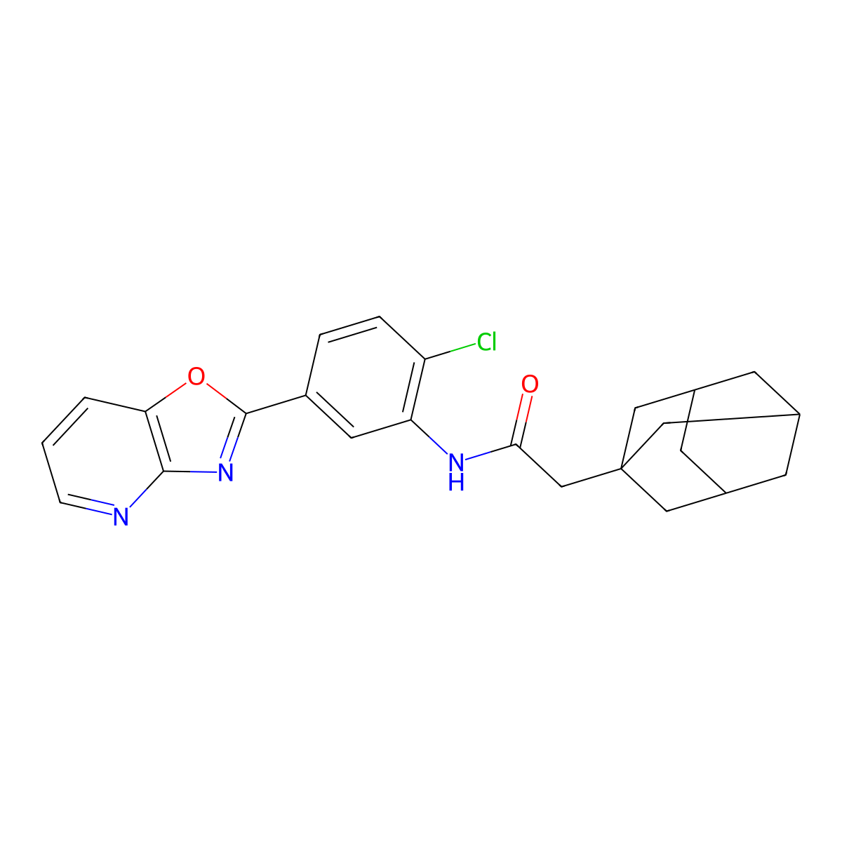 2-(1-adamantyl)-N-[2-chloro-5-([1,3]oxazolo[4,5-b]pyridin-2-yl)phenyl]acetamide molecular structure, CAS 756127-44-3