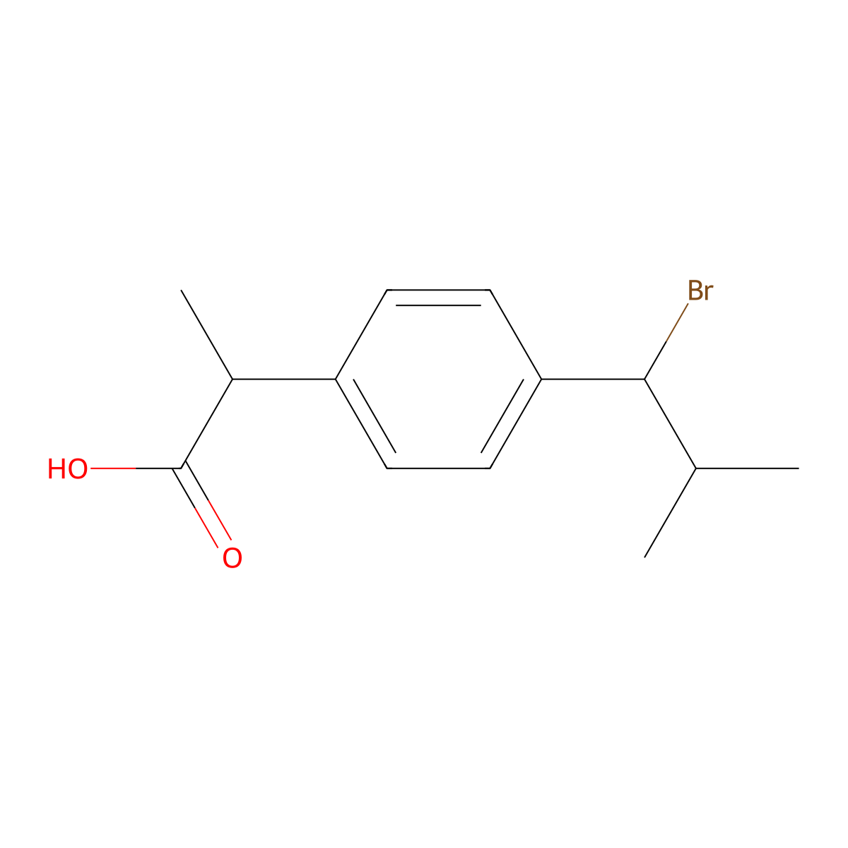 2-[p-(1-Bromo-2-methylpropyl)phenyl]propionic Acid molecular structure, CAS 75625-98-8