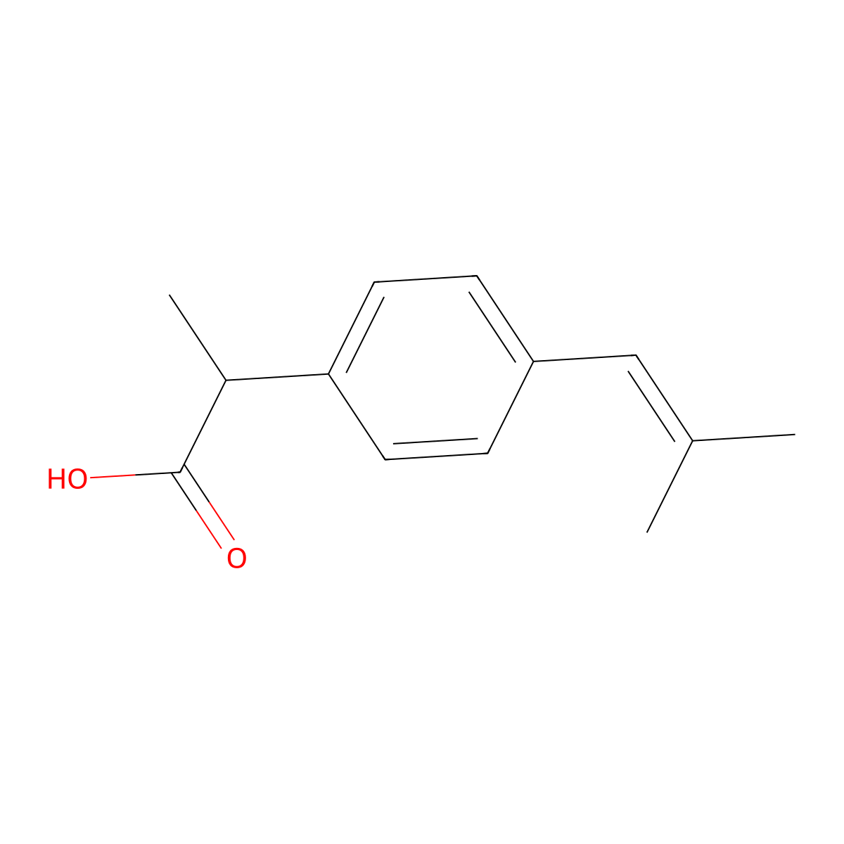 alpha-Methyl-4-(2-methyl-1-propen-1-yl)benzeneacetic acid molecular structure, CAS 75625-99-9