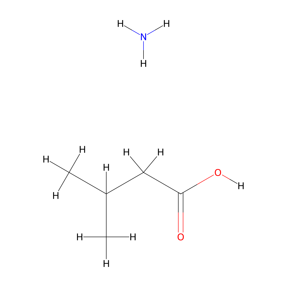Ammonium isovalerate molecular structure, CAS 7563-33-9