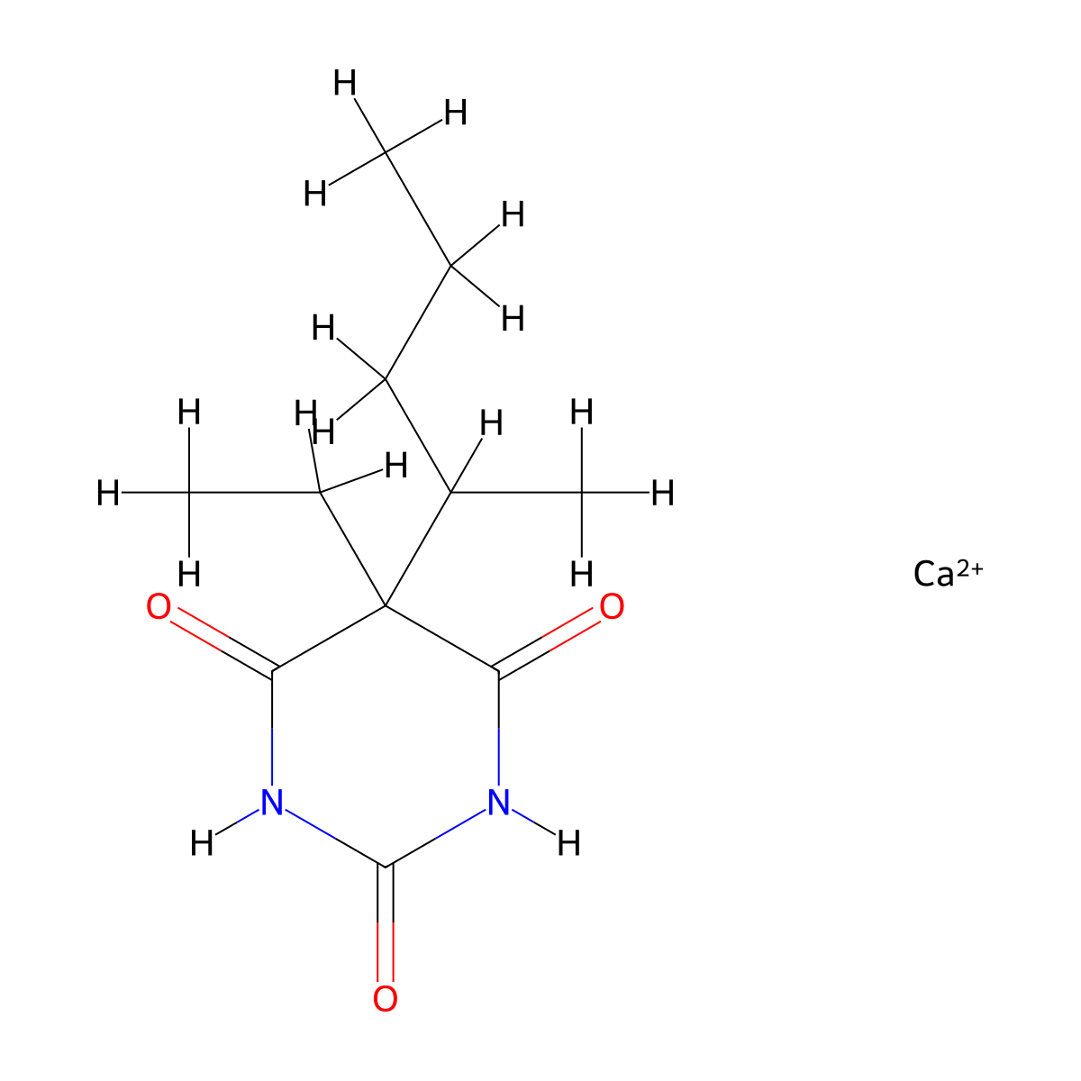 5-Ethyl-5-(sec-pentyl)barbituric acid, calcium salt molecular structure, CAS 7563-42-0