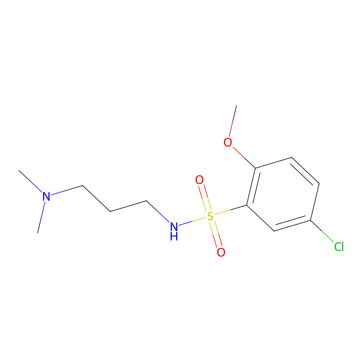5-chloro-N-[3-(dimethylamino)propyl]-2-methoxybenzenesulfonamide molecular structure, CAS 756421-81-5