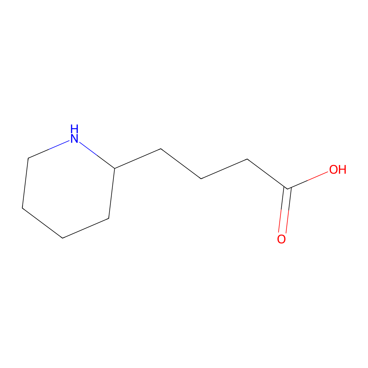 4-(Piperidin-2-yl)butanoic acid molecular structure, CAS 756422-50-1
