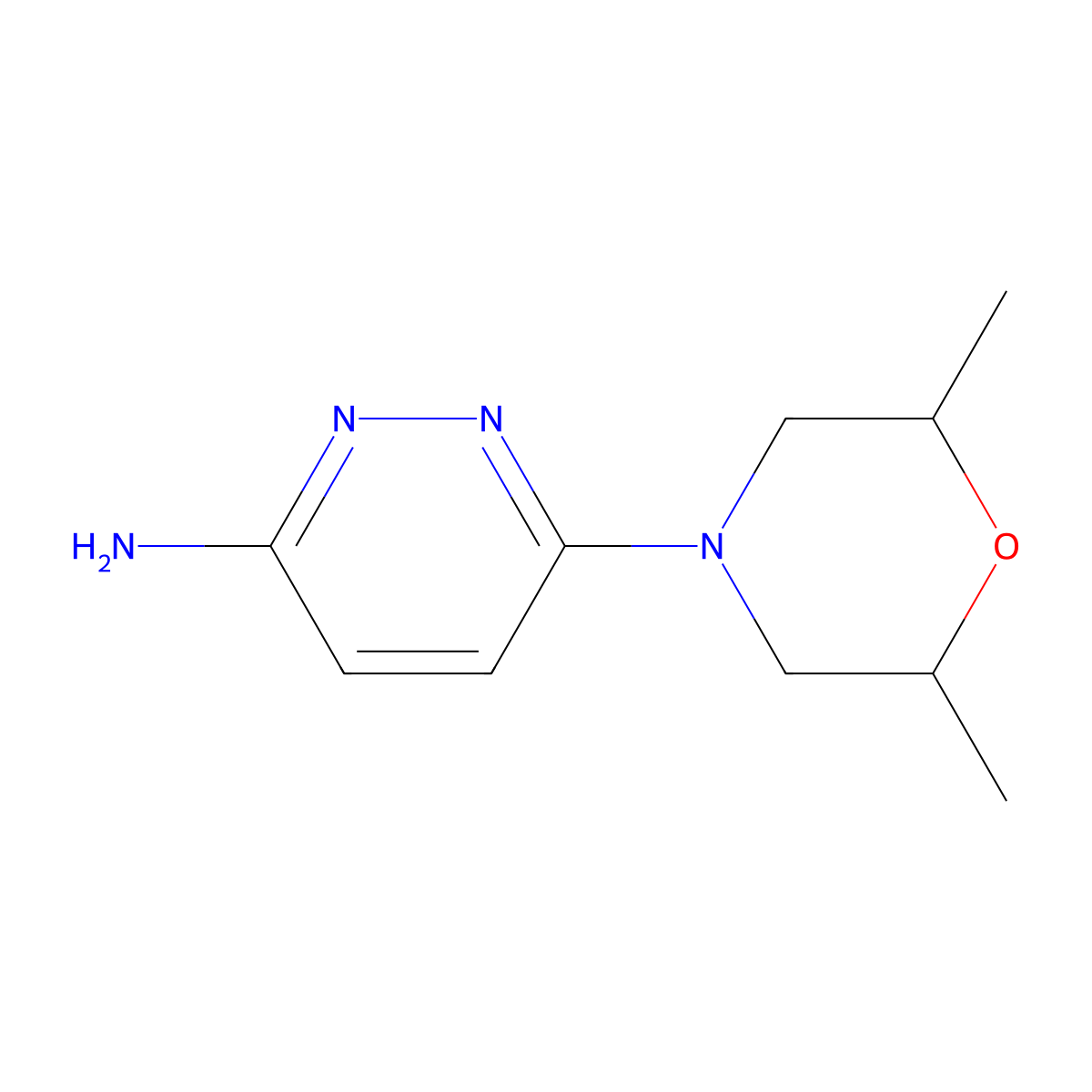3-Amino-6-(2,6-dimethylmorpholin-4-yl)pyridazine molecular structure, CAS 756423-54-8