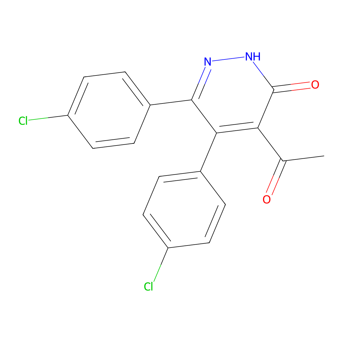 5-Acetyl-3,4-bis(4-chlorophenyl)-6(1H)-pyridazinone molecular structure, CAS 75643-31-1