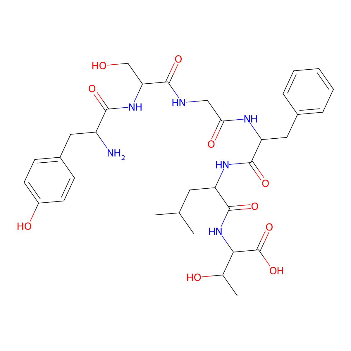 Enkephalin, Ser(2), Leu(5), Thr(6)- molecular structure, CAS 75644-90-5