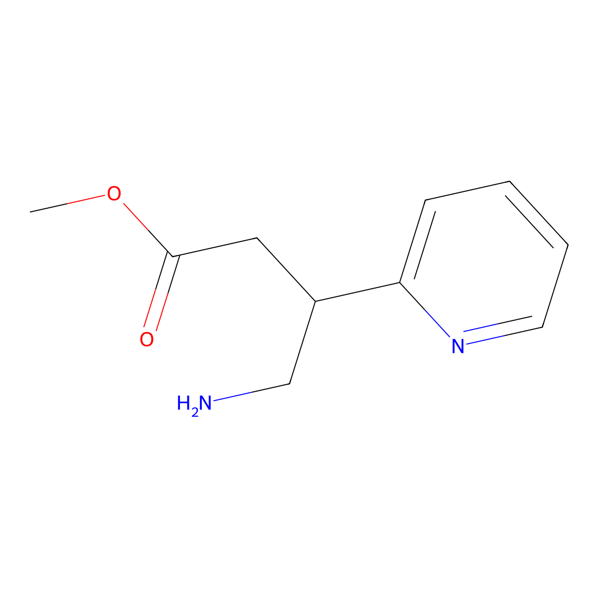 Methyl 4-amino-3-(pyridin-2-yl)butanoate molecular structure, CAS 756459-35-5