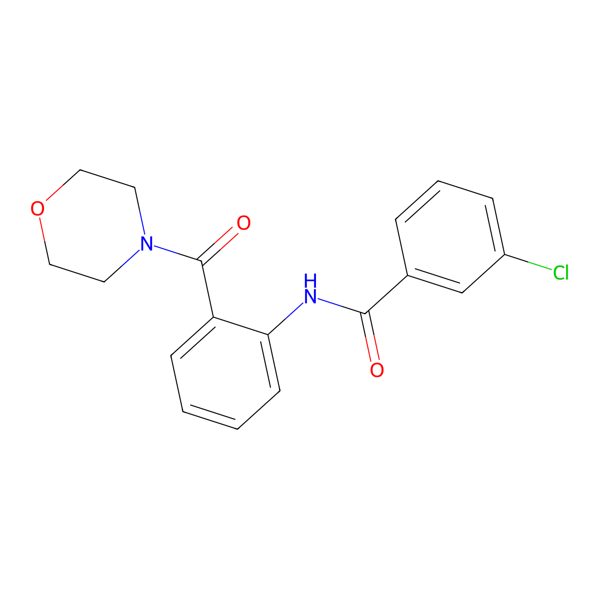 3-chloro-N-[2-(morpholine-4-carbonyl)phenyl]benzamide molecular structure, CAS 756487-27-1
