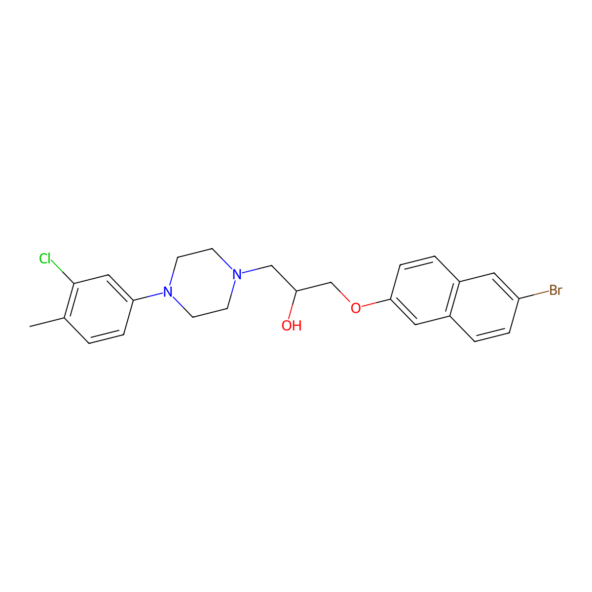 1-[(6-Bromonaphthalen-2-yl)oxy]-3-[4-(3-chloro-4-methylphenyl)piperazin-1-yl]propan-2-ol molecular structure, CAS 756487-63-5