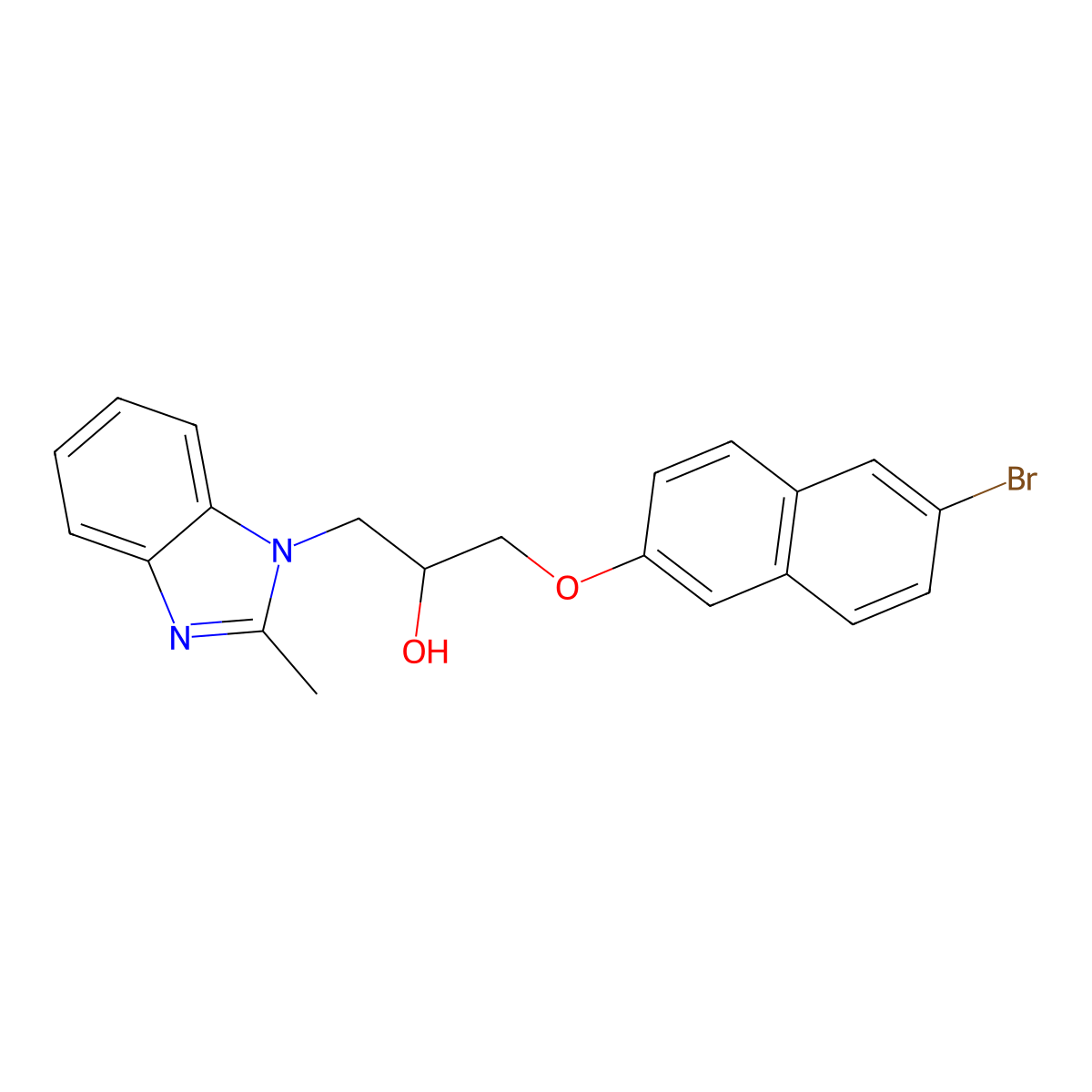 1-[(6-bromonaphthalen-2-yl)oxy]-3-(2-methyl-1H-benzimidazol-1-yl)propan-2-ol molecular structure, CAS 756488-84-3