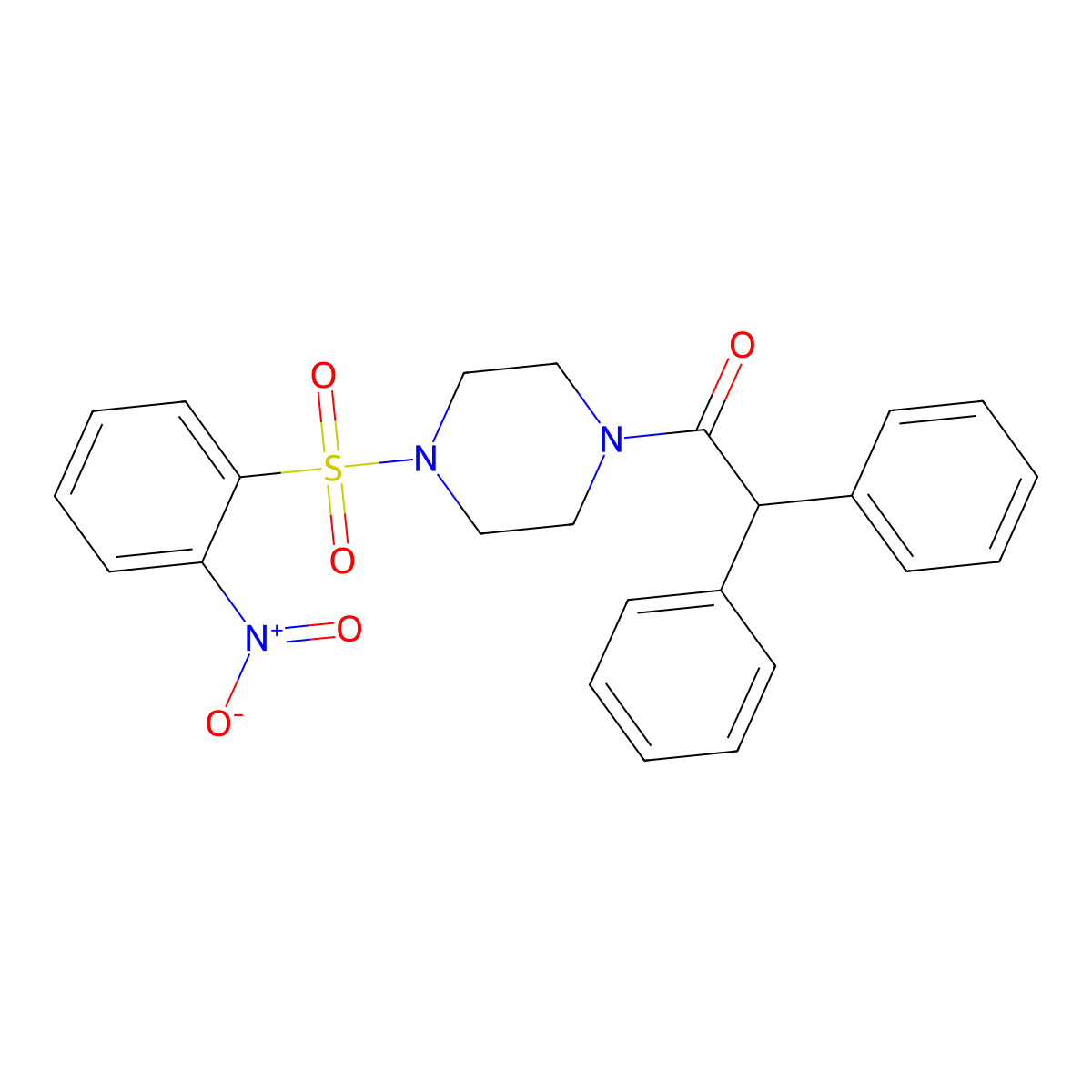 1-[4-(2-Nitrophenyl)sulfonylpiperazin-1-yl]-2,2-diphenylethanone molecular structure, CAS 756489-42-6