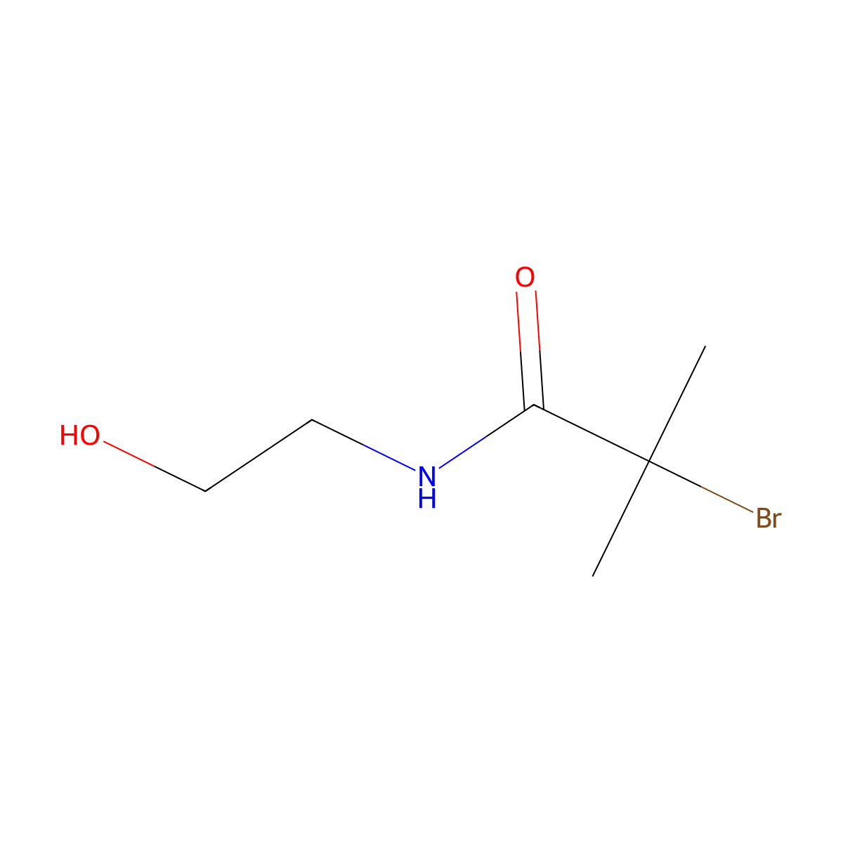 2-Bromo-N-(2-hydroxyethyl)-2-methylpropanamide molecular structure, CAS 756490-05-8