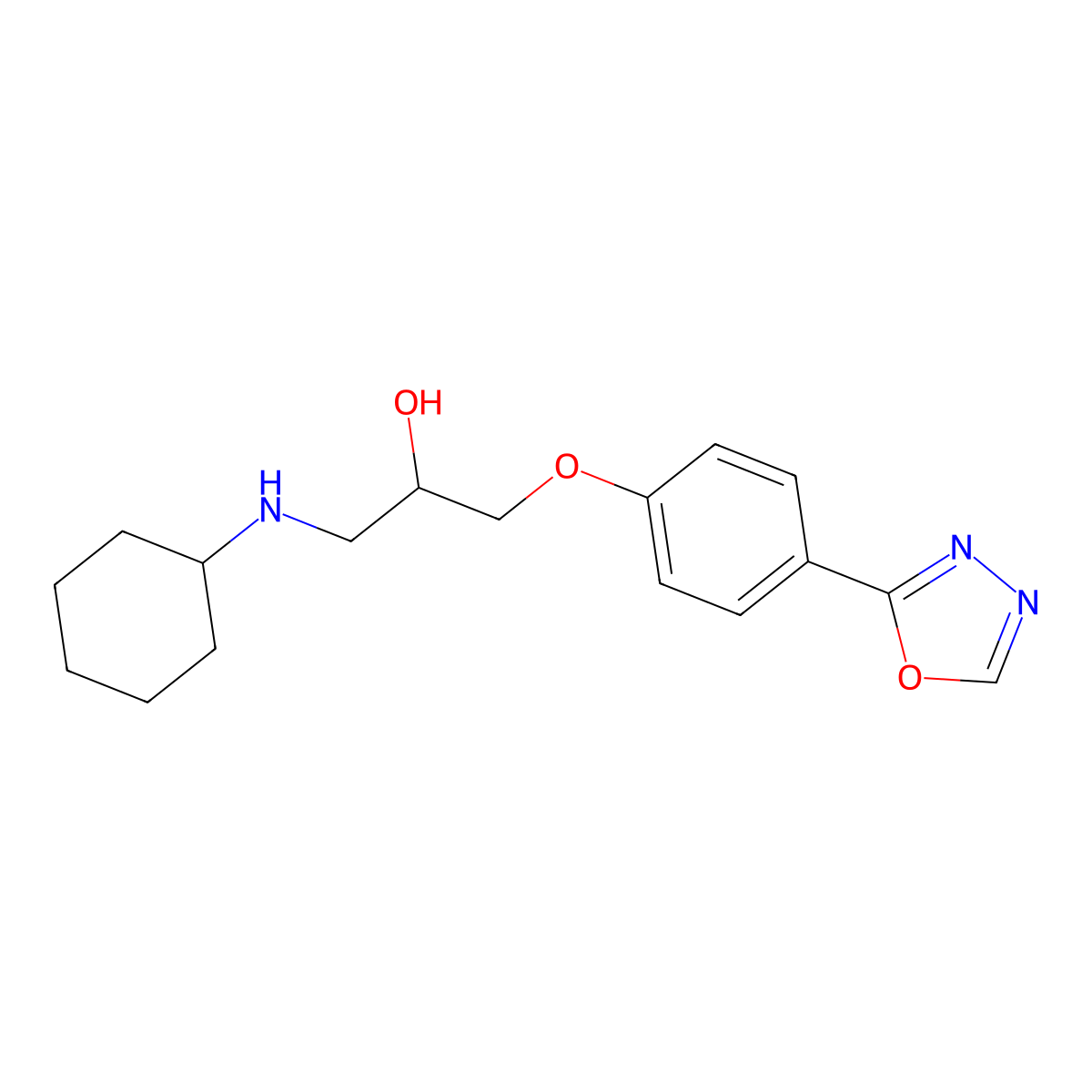 1-(Cyclohexylamino)-3-[4-(1,3,4-oxadiazol-2-yl)phenoxy]propan-2-ol molecular structure, CAS 756490-83-2