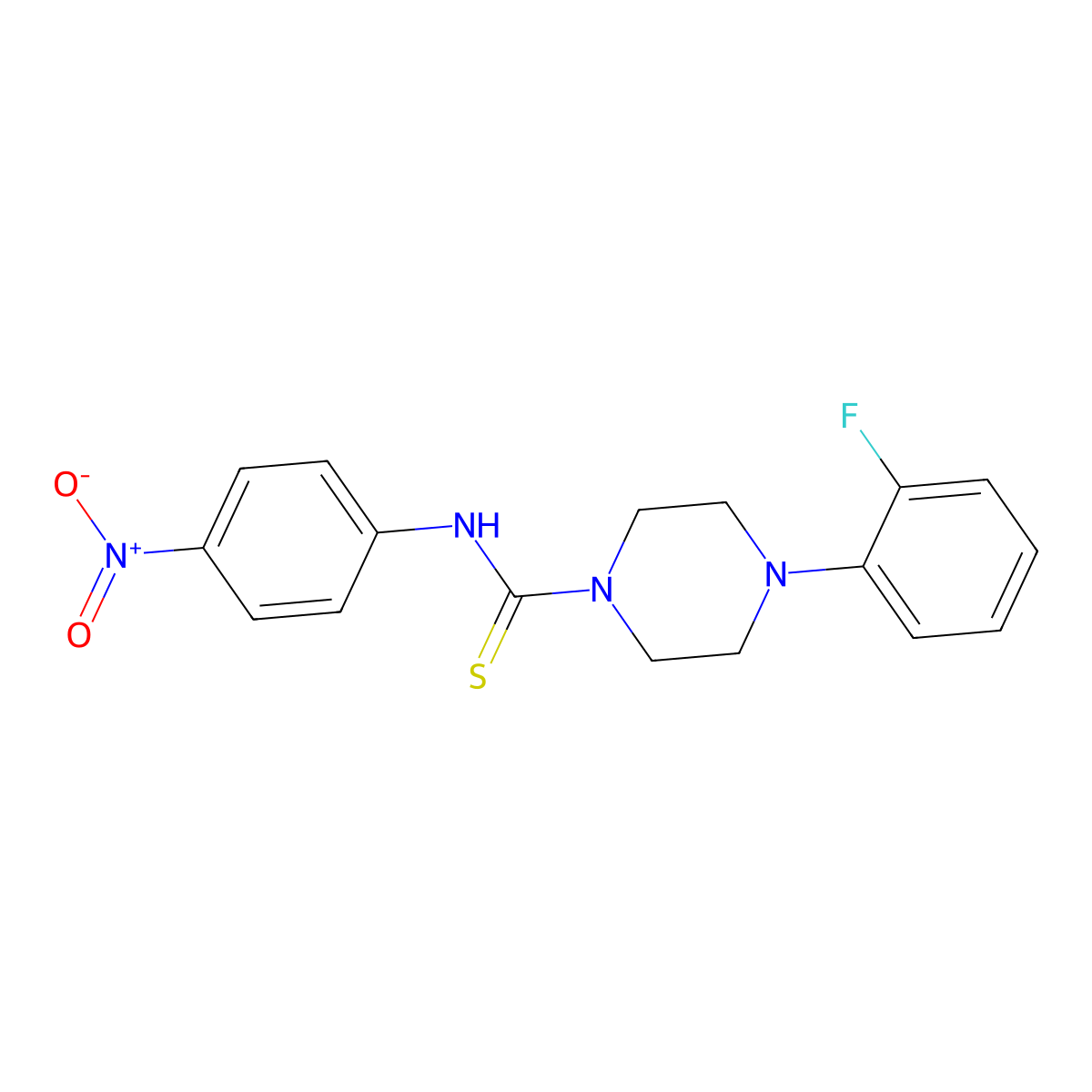 4-(2-fluorophenyl)-N-(4-nitrophenyl)piperazine-1-carbothioamide molecular structure, CAS 756491-67-5
