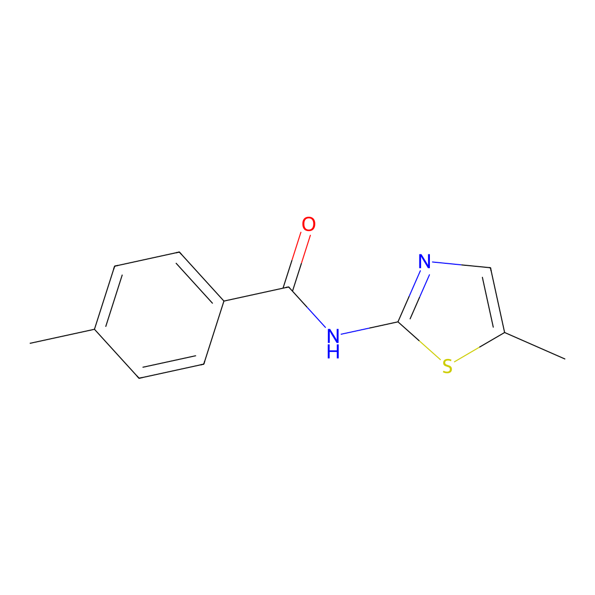 4-methyl-N-(5-methyl-1,3-thiazol-2-yl)benzamide molecular structure, CAS 756491-77-7