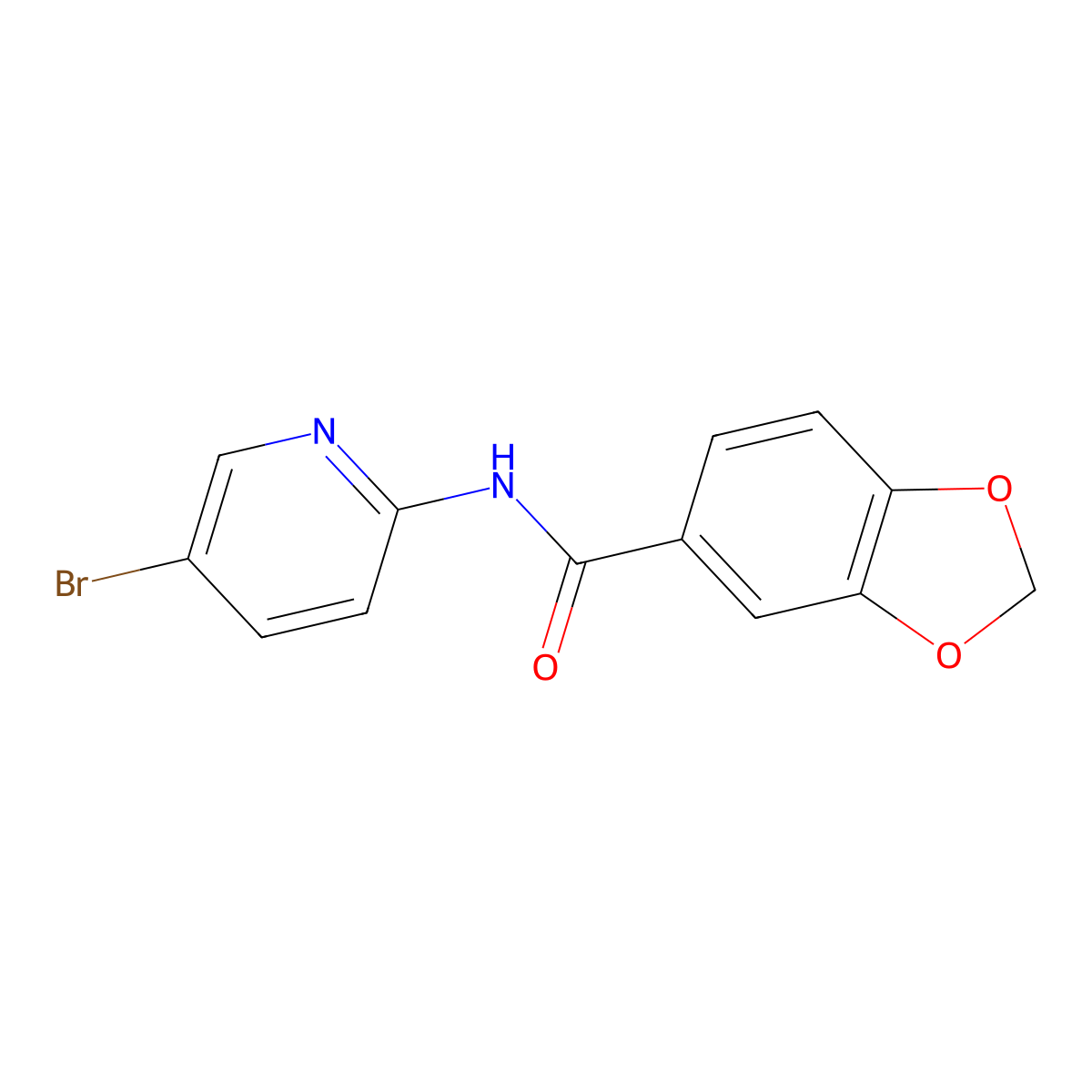 N-(5-bromopyridin-2-yl)-1,3-benzodioxole-5-carboxamide molecular structure, CAS 756492-49-6
