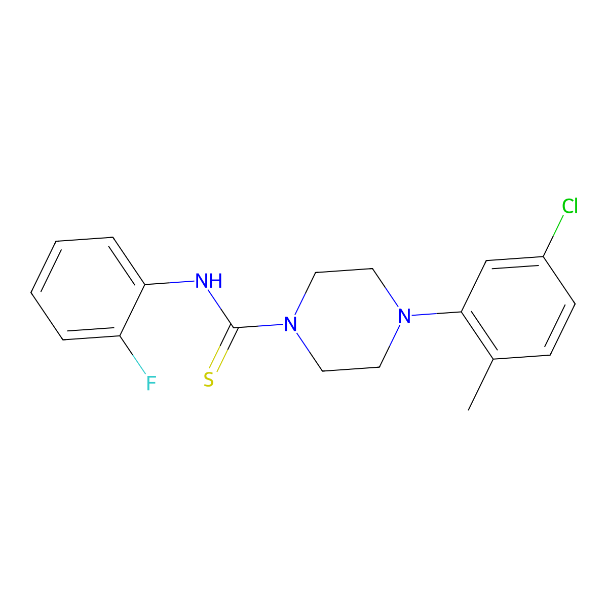 4-(5-chloro-2-methylphenyl)-N-(2-fluorophenyl)piperazine-1-carbothioamide molecular structure, CAS 756492-62-3