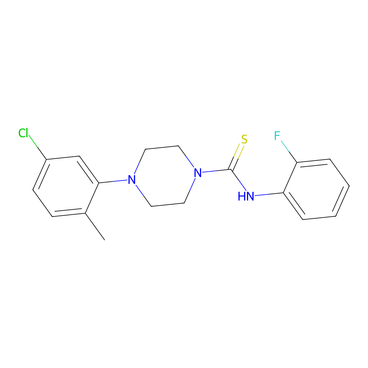 4-(5-chloro-2-methylphenyl)-N-(2-fluorophenyl)piperazine-1-carbothioamide molecular structure, CAS 756492-62-3
