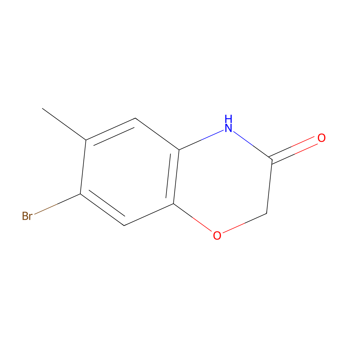7-bromo-6-methyl-3,4-dihydro-2H-1,4-benzoxazin-3-one molecular structure, CAS 756499-31-7