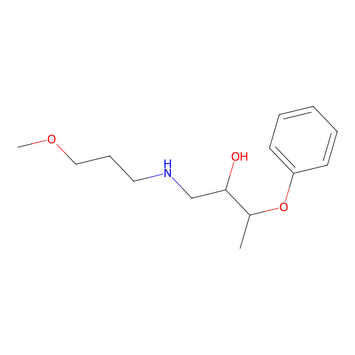2-Butanol, 1-(3-methoxypropyl)amino-3-phenoxy- molecular structure, CAS 7565-15-3