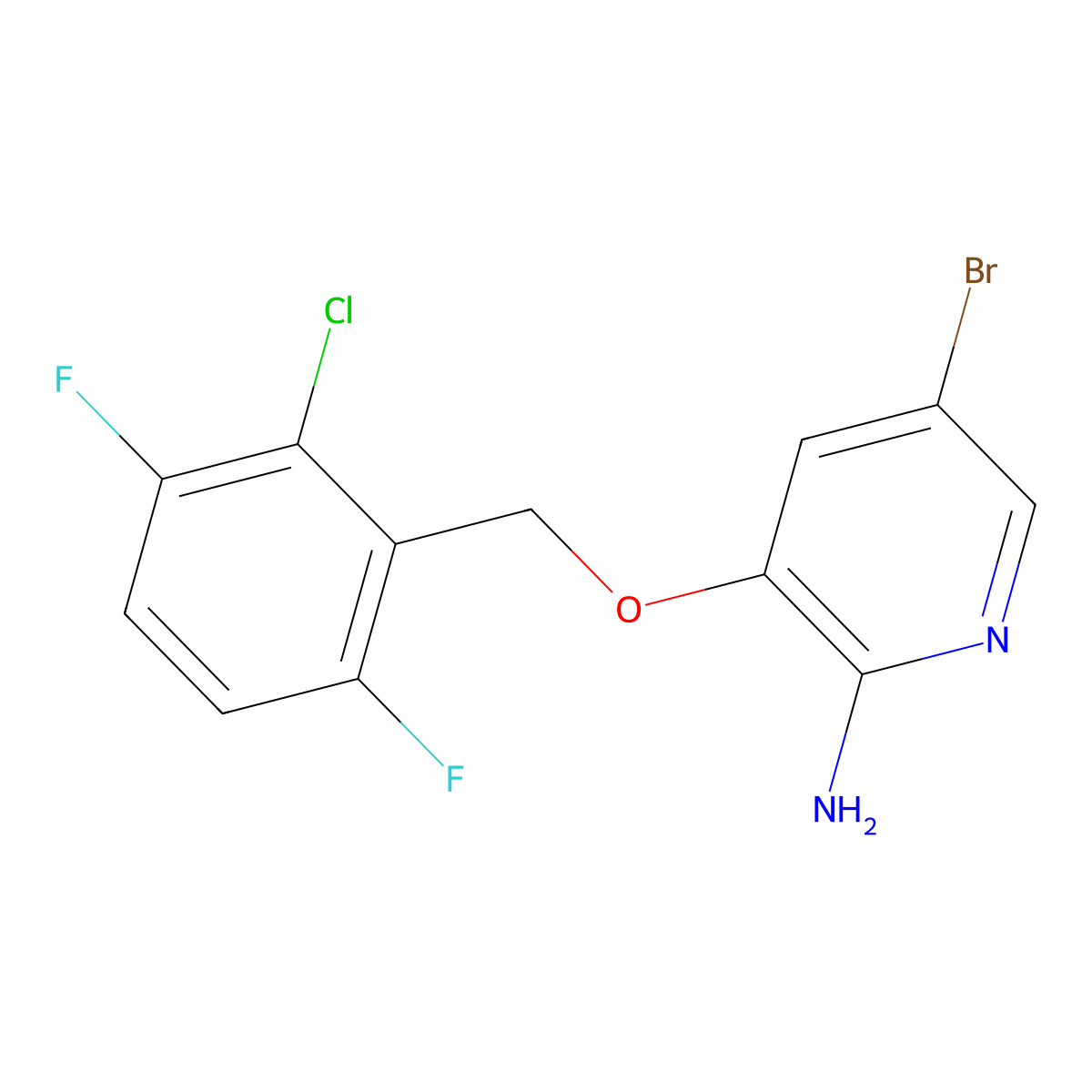 5-Bromo-3-((2-chloro-3,6-difluorobenzyl)oxy)pyridin-2-amine molecular structure, CAS 756503-67-0