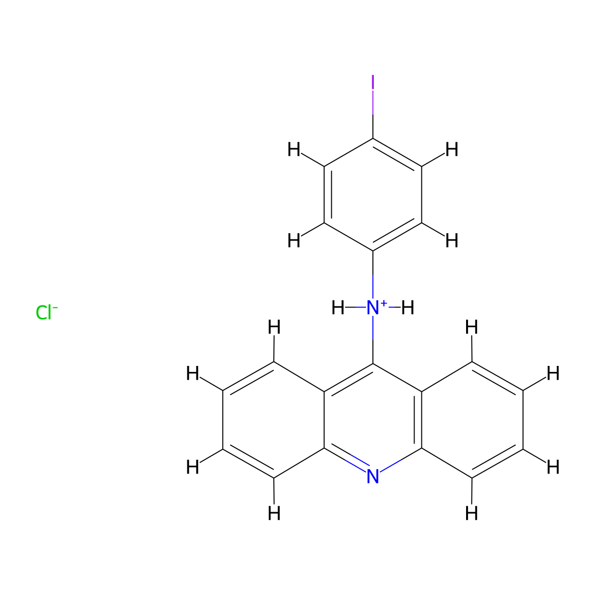 Acridine, 9-(p-iodoanilino)-, hydrochloride, hemihydrate molecular structure, CAS 75651-04-6