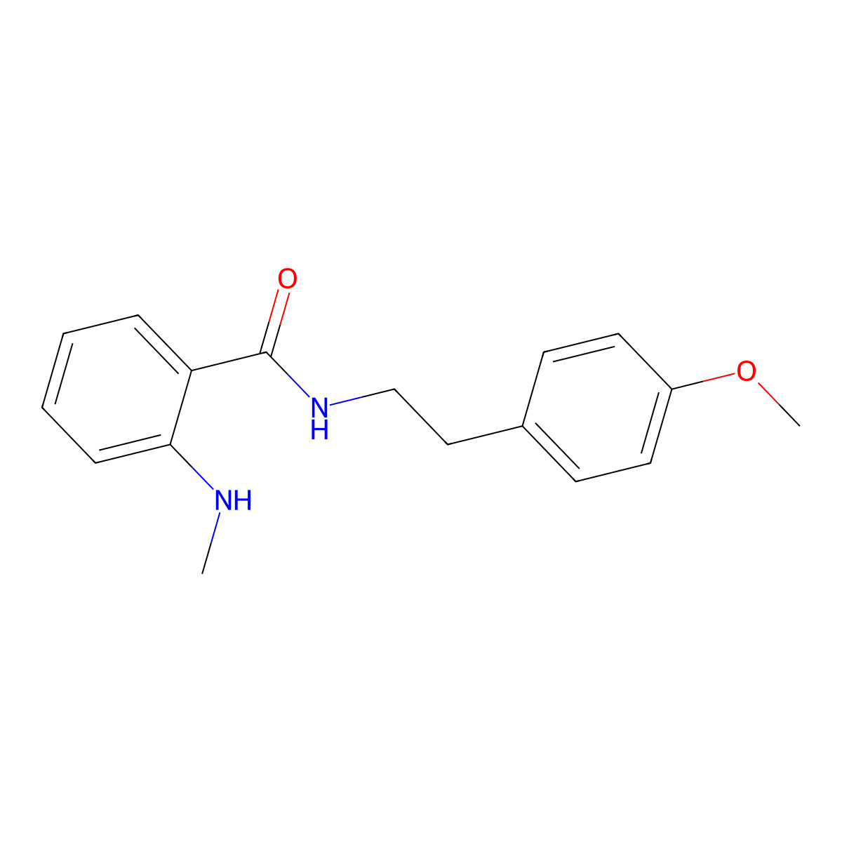 N-[2-(4-methoxyphenyl)ethyl]-2-(methylamino)benzamide molecular structure, CAS 75652-61-8