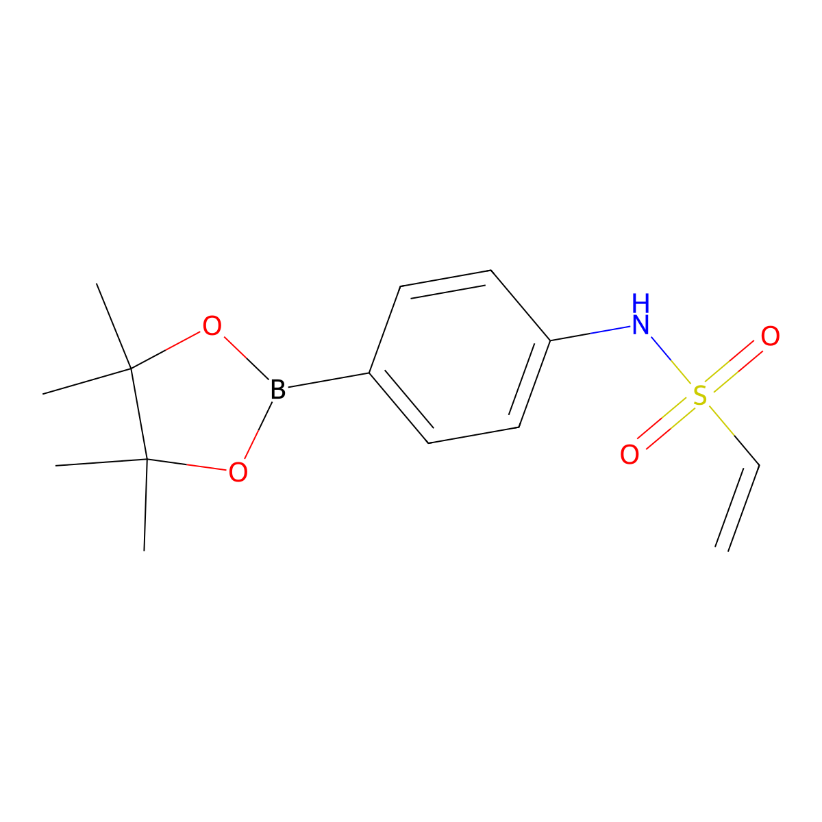 Ethenesulfonic acid [4-(4,4,5,5-tetramethyl-[1,3,2]dioxaborolan-2-yl)-phenyl]amide molecular structure, CAS 756520-45-3