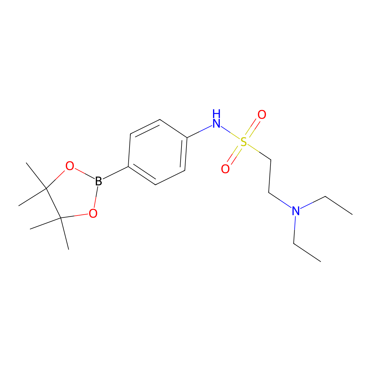 Ethanesulfonamide, 2-(diethylamino)-N-[4-(4,4,5,5-tetramethyl-1,3,2-dioxaborolan-2-yl)phenyl]- molecular structure, CAS 756520-46-4