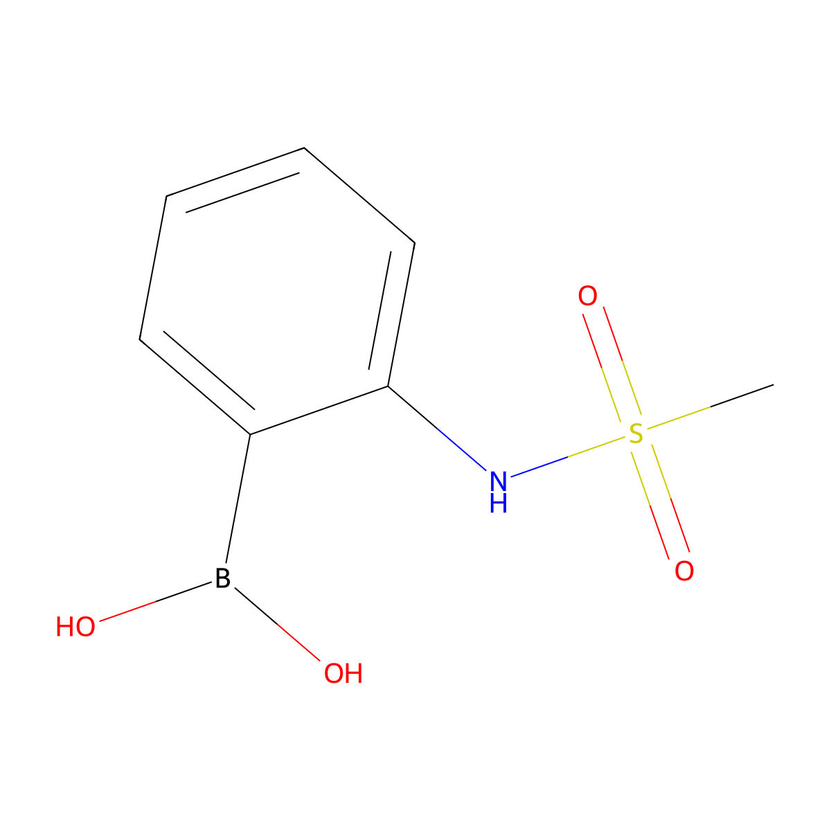 B-(2-((Methylsulfonyl)amino)phenyl)boronic acid molecular structure, CAS 756520-78-2