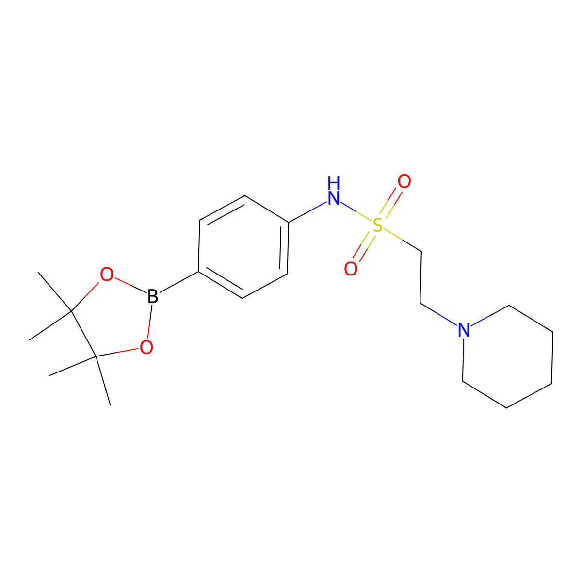 N-[4-(4,4,5,5-tetramethyl-1,3,2-dioxaborolan-2-yl)phenyl]-1-Piperidineethanesulfonamide molecular structure, CAS 756520-84-0