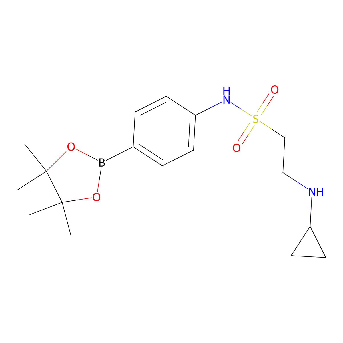 2-(Cyclopropylamino)-N-(4-(4,4,5,5-tetramethyl-1,3,2-dioxaborolan-2-yl)phenyl)ethane-1-sulfonamide molecular structure, CAS 756520-93-1